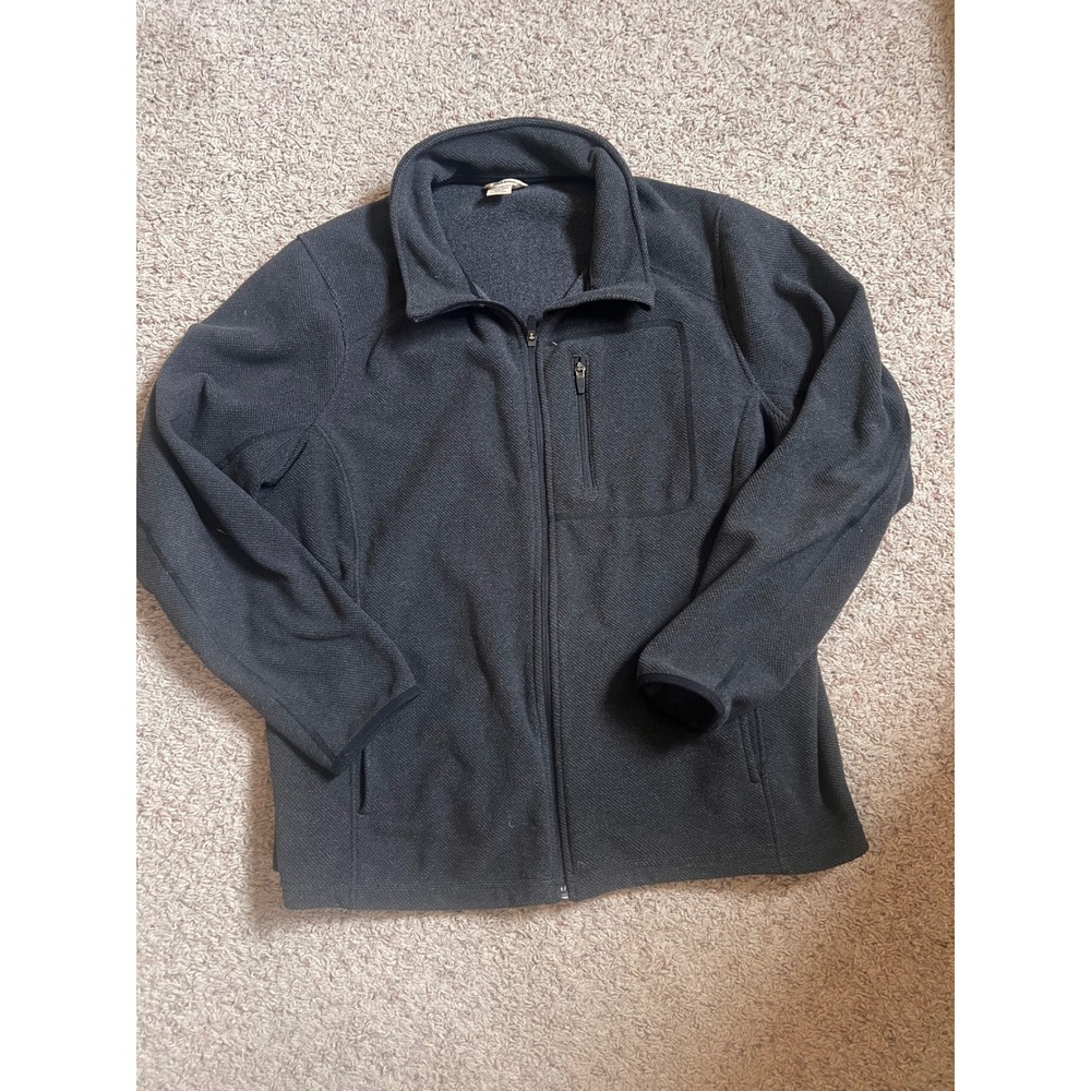 Duluth Trading Co Mens XXL Gray Full Zip Sweater Fleece Jacket Textured Knit